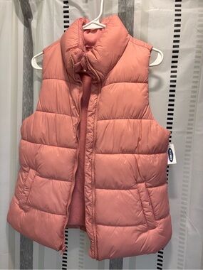 Old Navy Coral Pink Quilted Puffer Vest